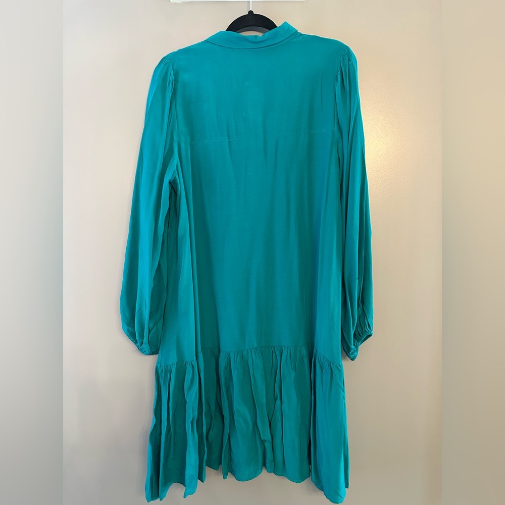 Express Turquoise Button-Up High/Low Dress - Picture 3 of 3